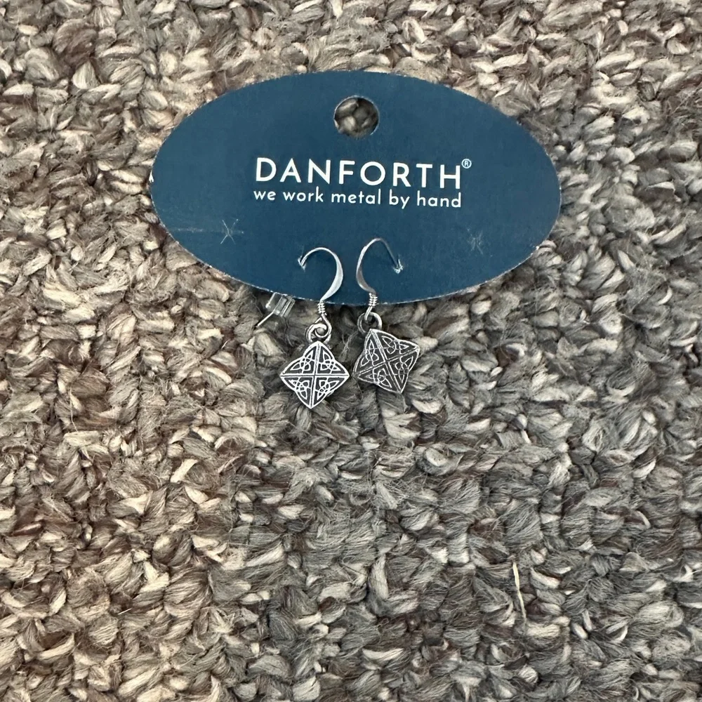 NWT Brand new Danforth Celtic know pewter dangle earrings. Made in Vermont, USA. - Picture 1 of 4
